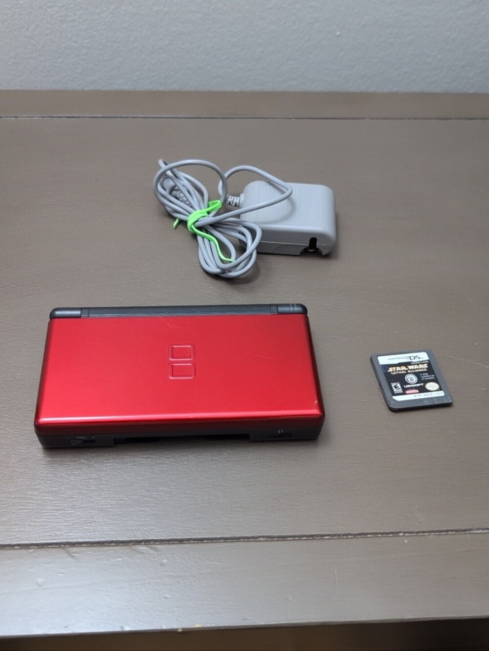 Nintendo DS Lite Crimson Red Working With Charger/Stylus + Game (Read Desc)